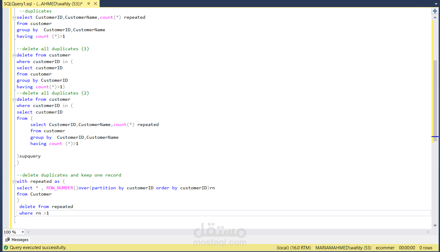 sql code