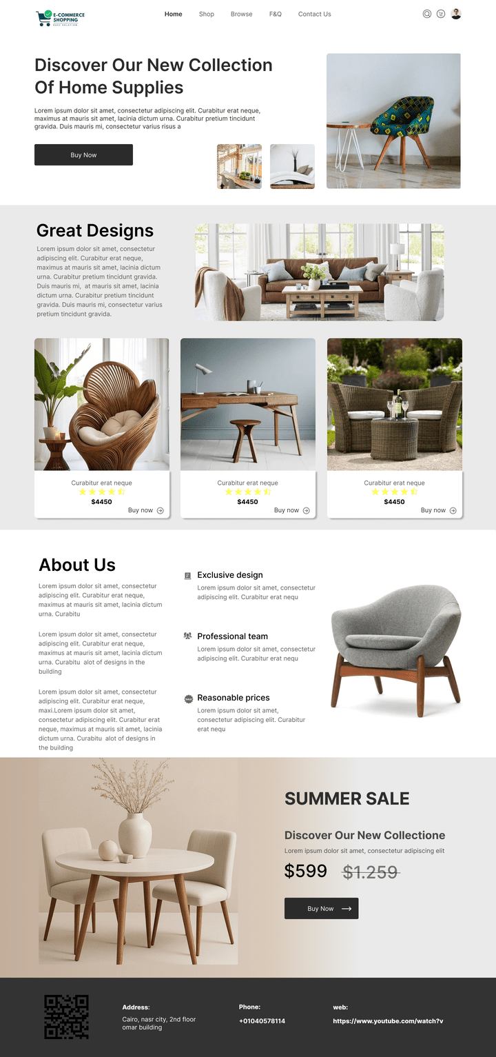 E-commerce Furniture Landing Page