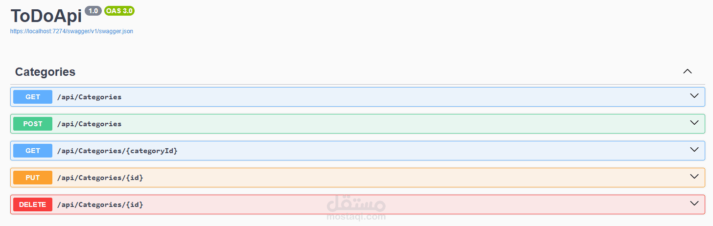 انشاء api لمشروع to do باستخدم C#