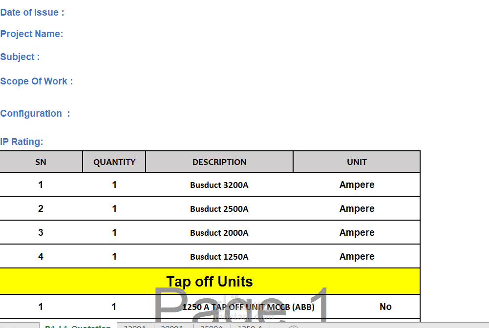 BOQ Excel