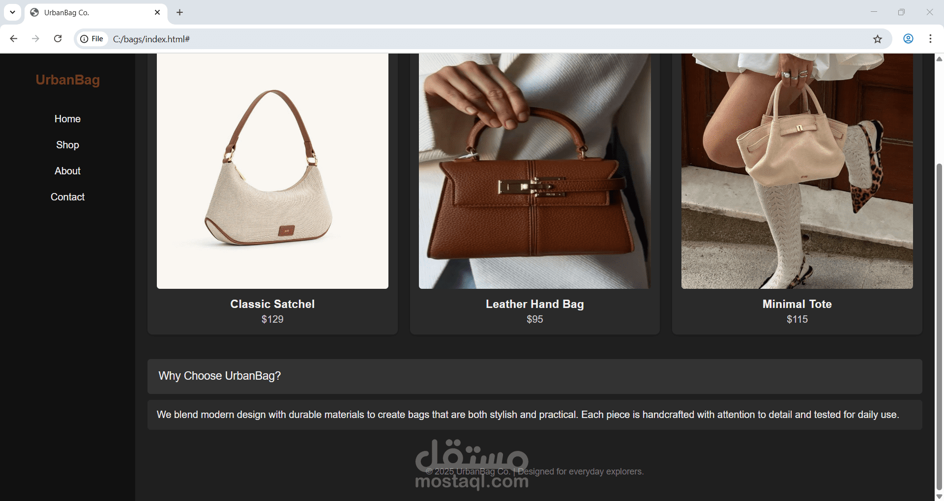 تصميم وتطوير موقع إلكتروني لعرض المنتجات (E-commerce Website)