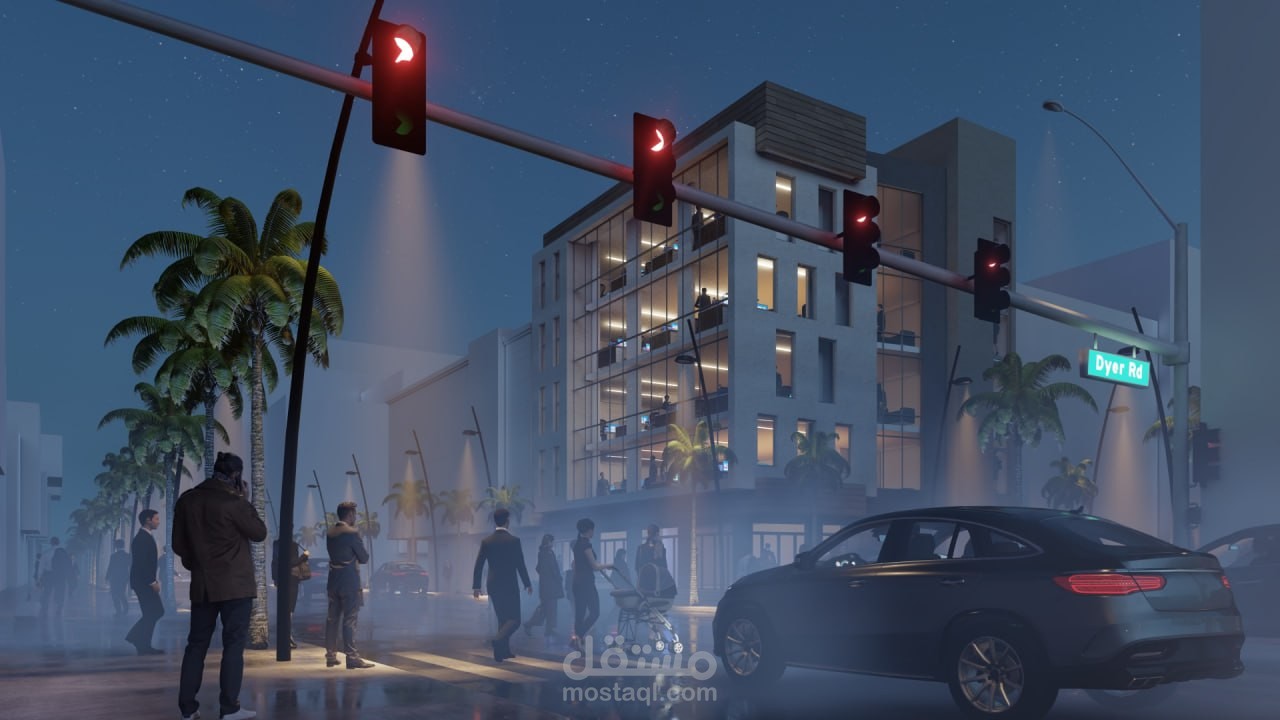 فندق تم تصميمه بحيث يحتوي عدة طوابق منها مخصص للنوم غرف فندقية والطابق السفلي هو قسم تجاري
