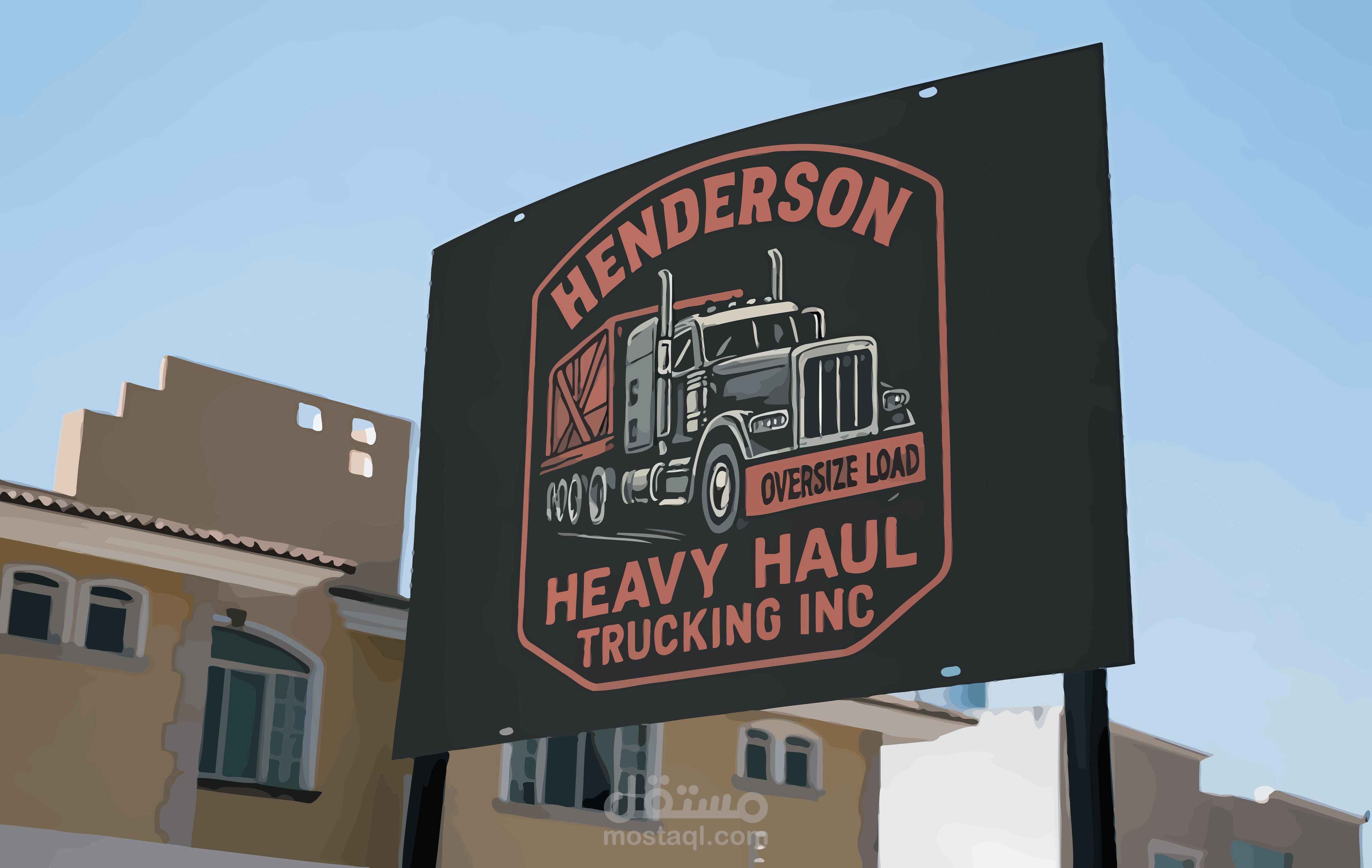 Logo of Henderson Heavy Haul Trucking Inc, featuring bold text and a truck graphic, representing the trucking industry