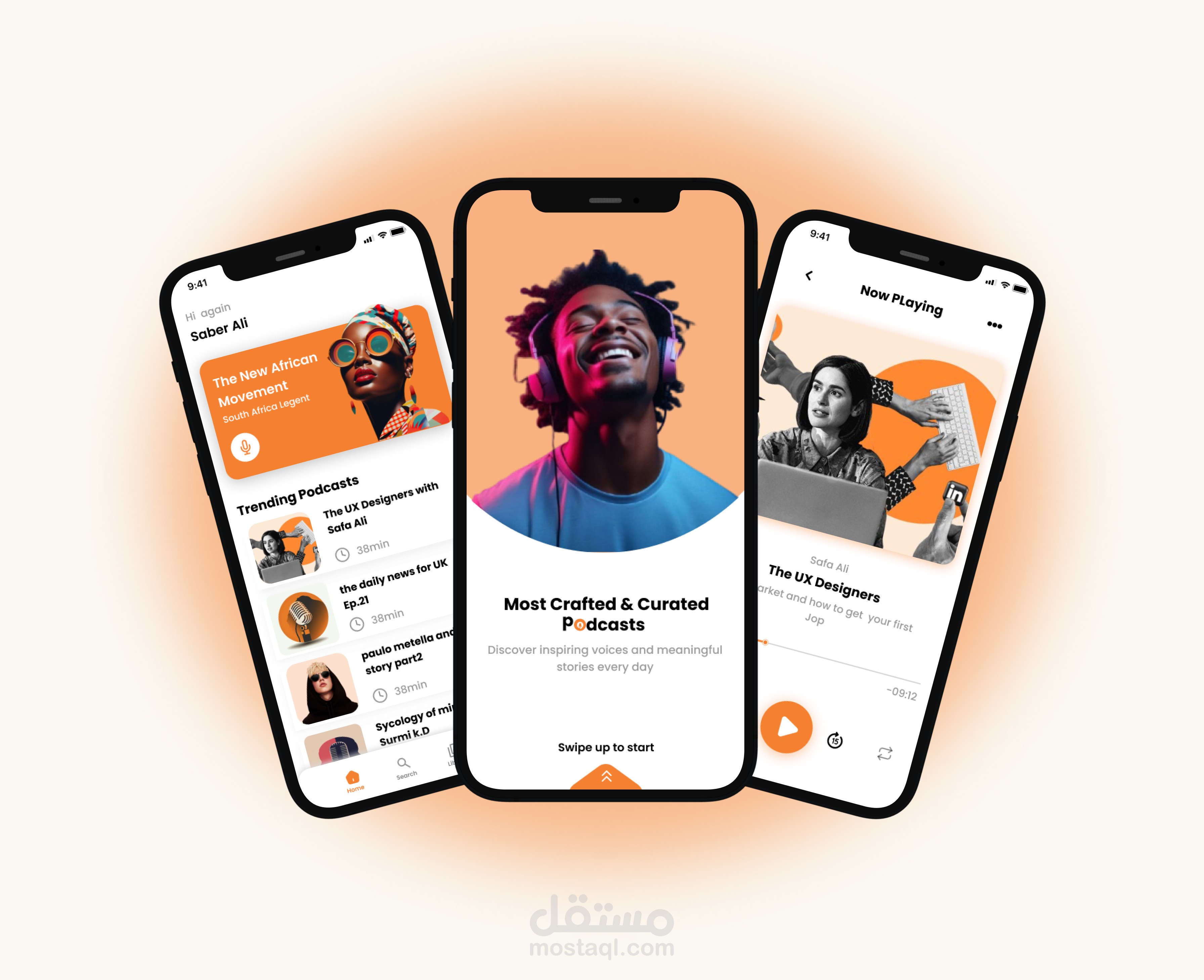 تصميم واجهات لتطبيق بودكاست باستخدام فيجما