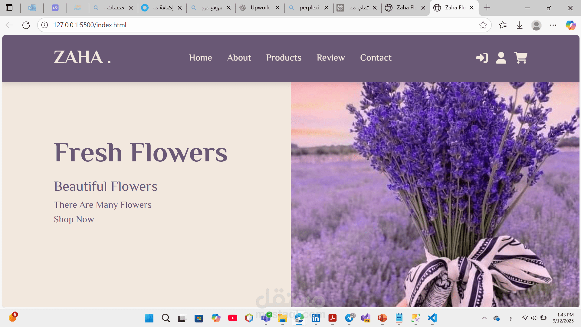 Zaha Flower website-Home page