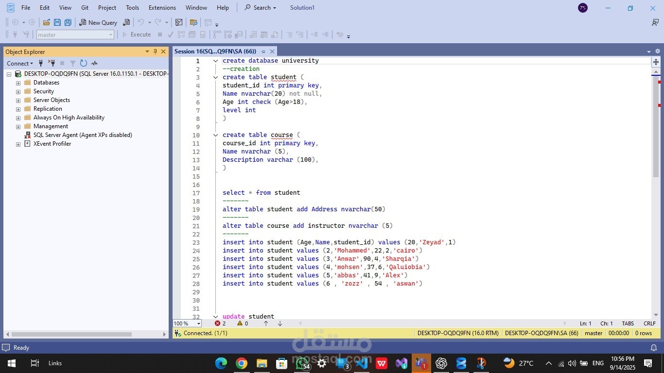 create database by SQL