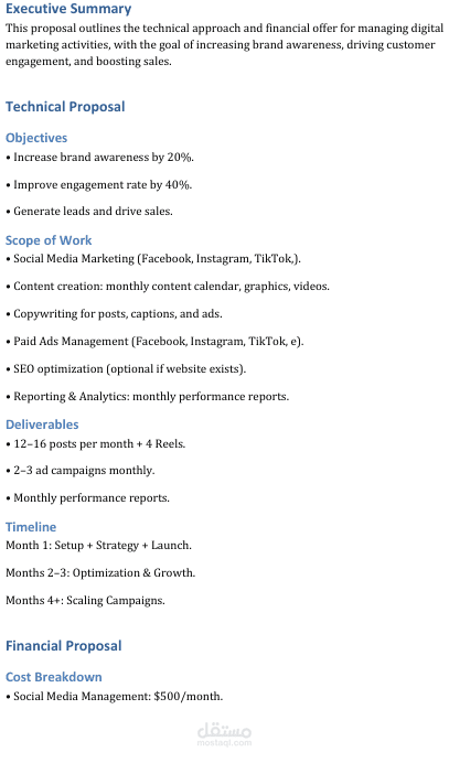 Financial & Technical Proposal
