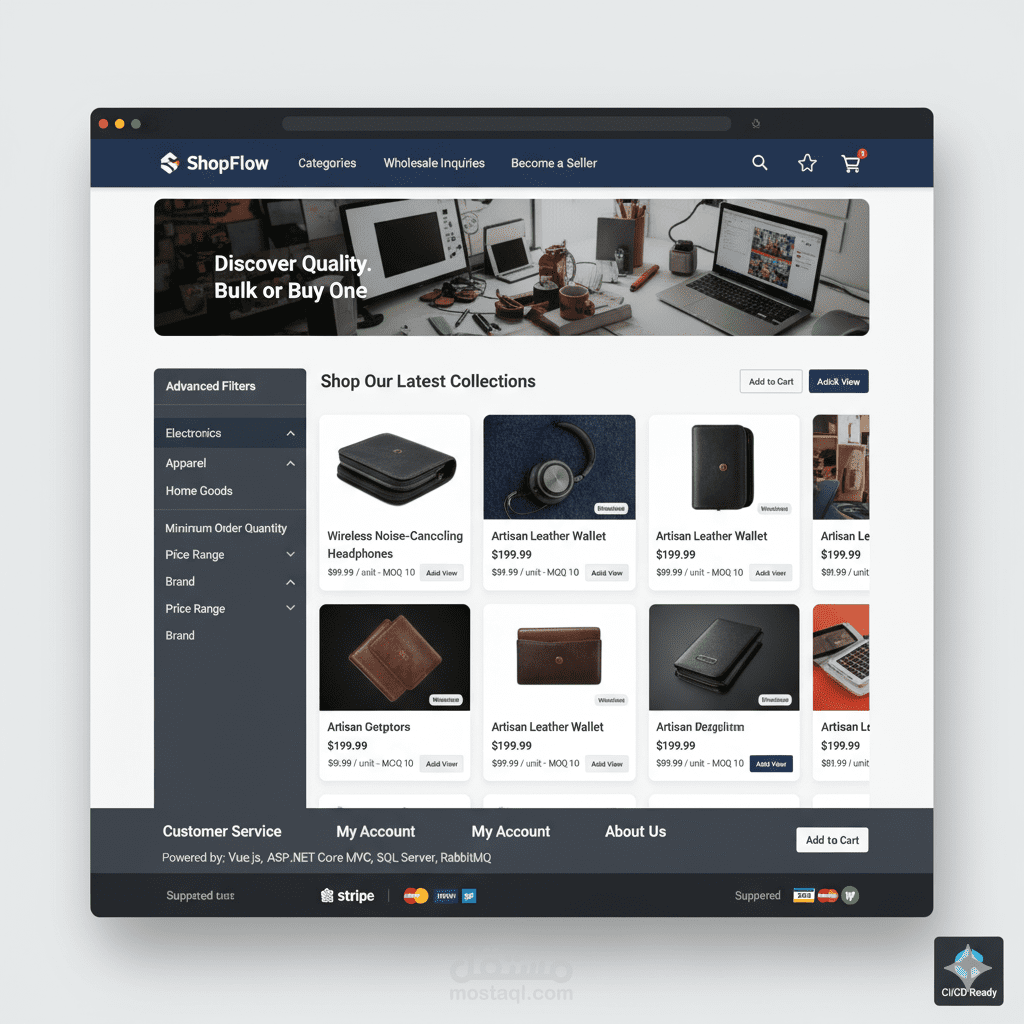تطبيق تجارة إلكترونية متكامل (E-Commerce Web App)