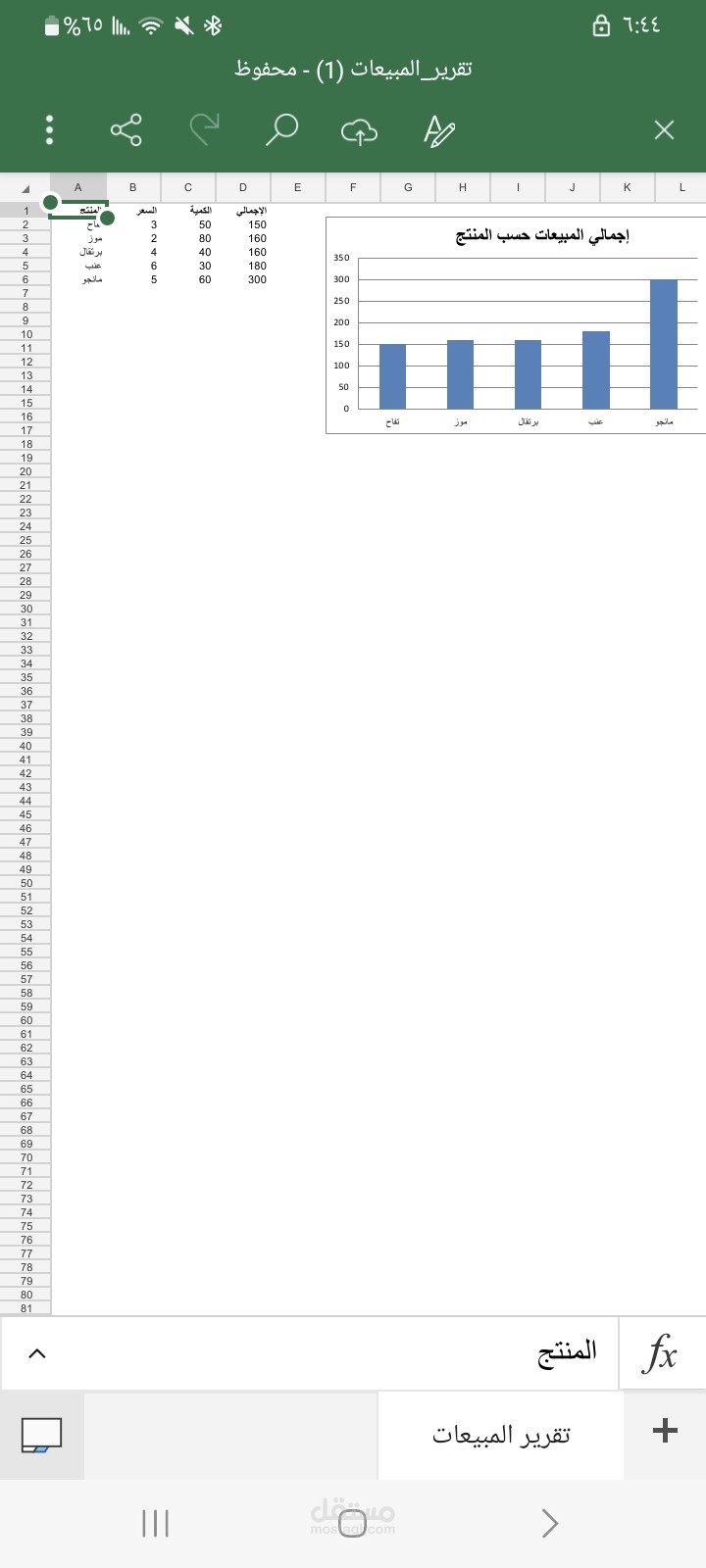 تقرير مبيعات شهري احترافي على Excel