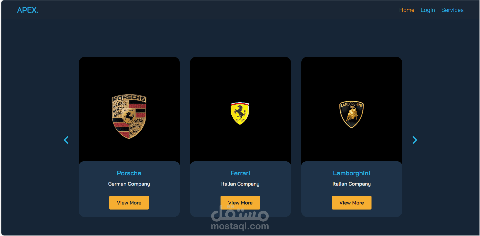 تصميم صفحة عرض الشركات (Car Brands Page)