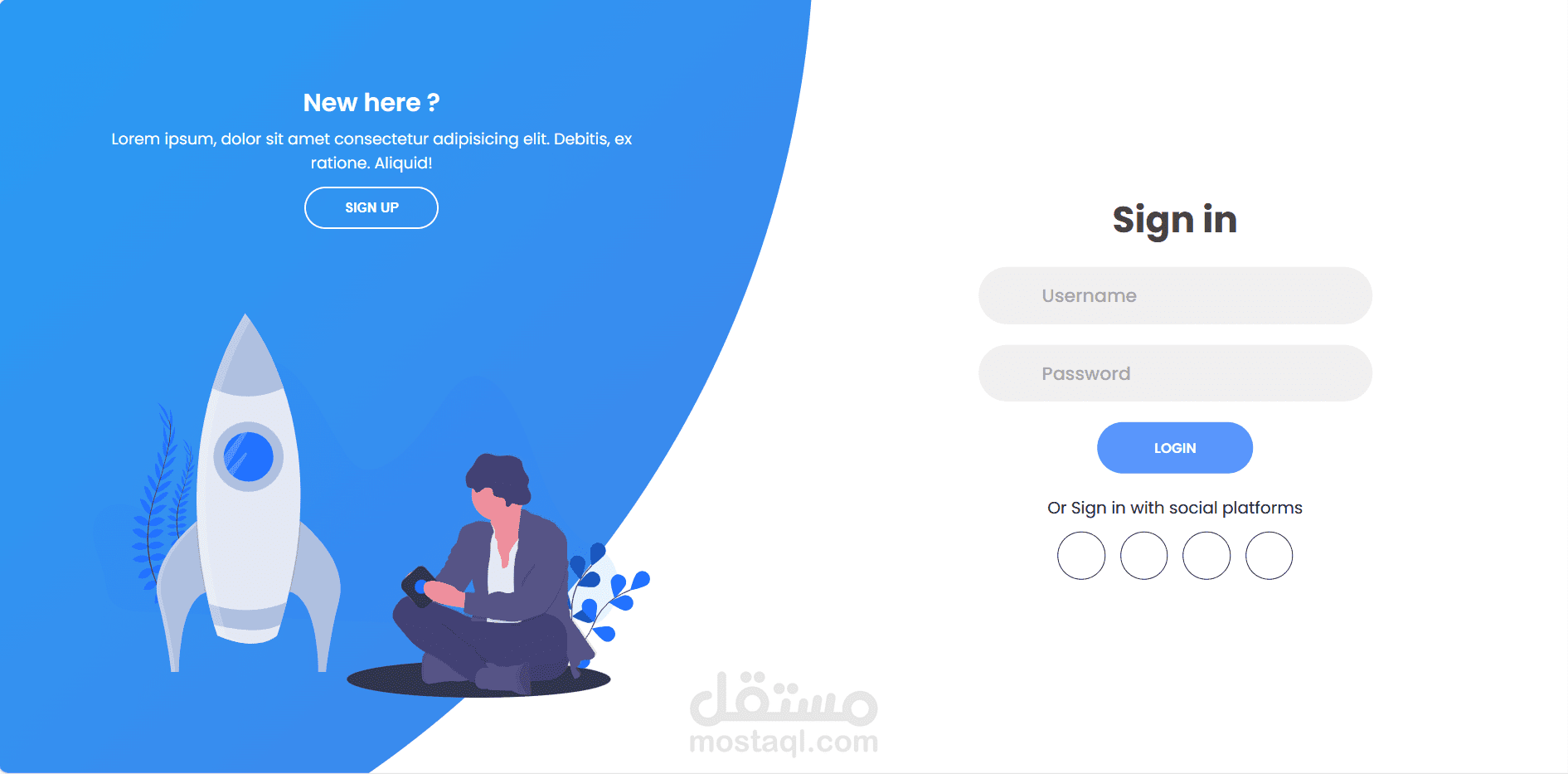 تصميم صفحة تسجيل الدخول (Login And Sign Up Pages)
