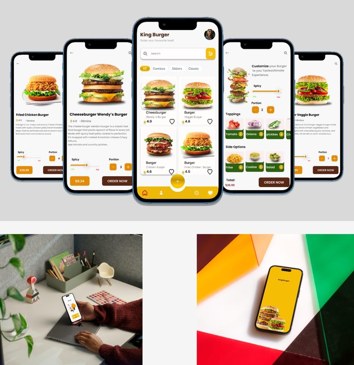 تصميم UX/UI لمطعم King Burger الإلكتروني