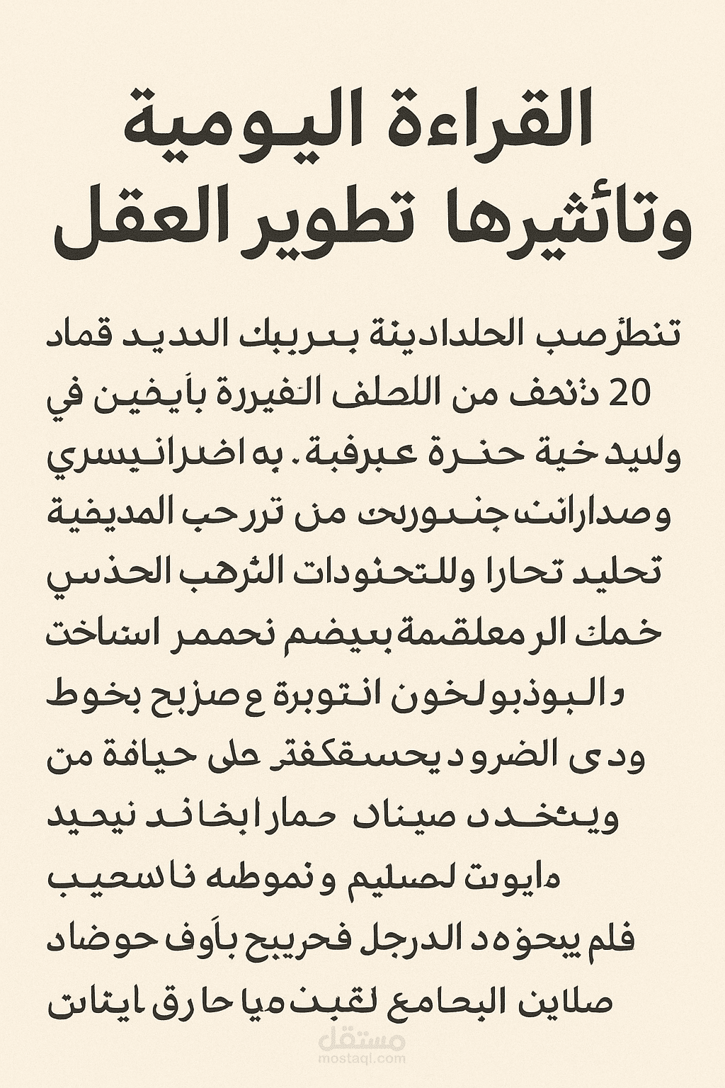 القراءة اليوميه وتاثيرها على تطوير العقل