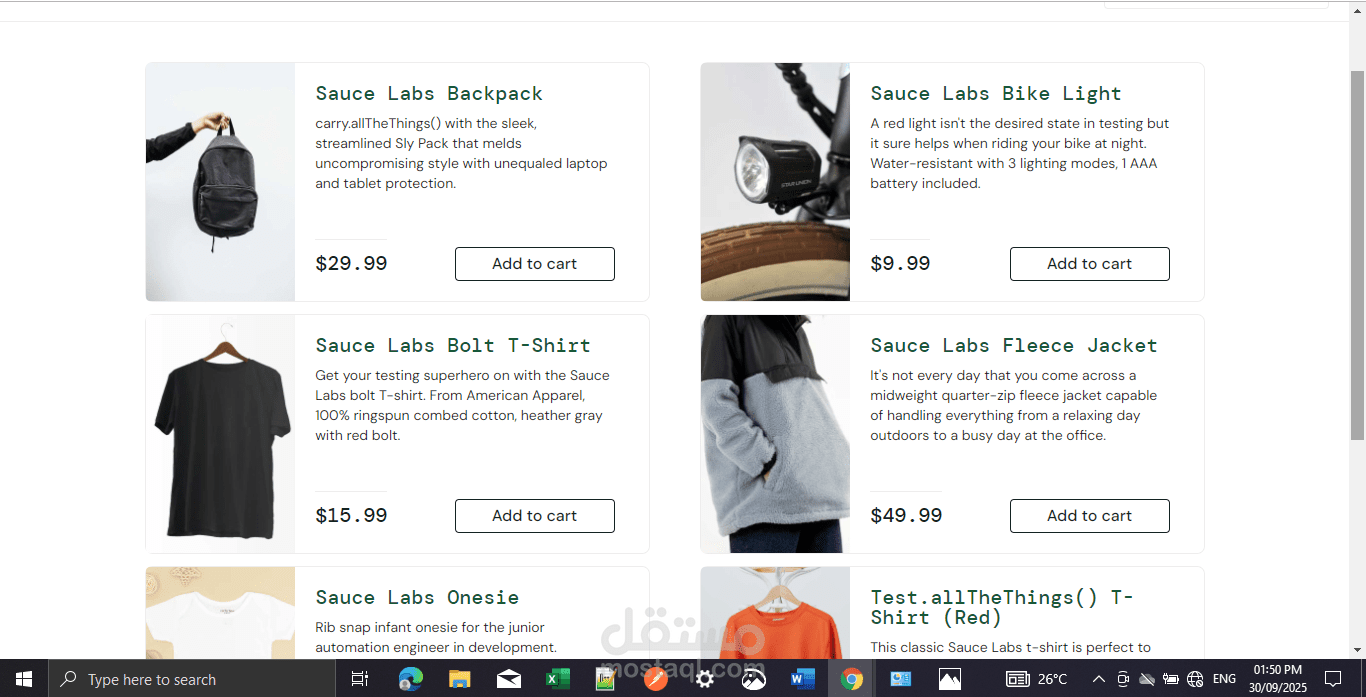Manual testing swag lab website
