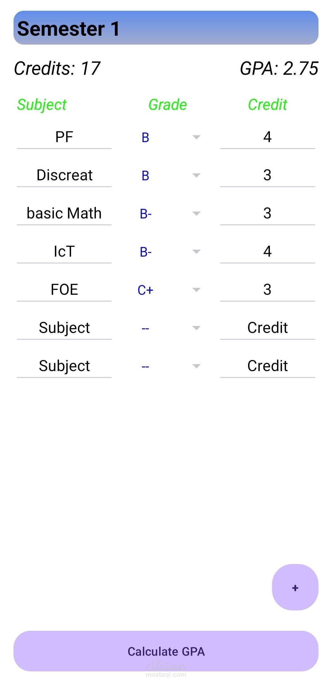 GPA Calculator (Android/Kotlin)