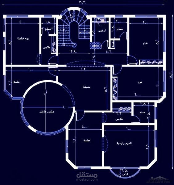 تصميم فيلا دورين وملحق مساحة 25*25