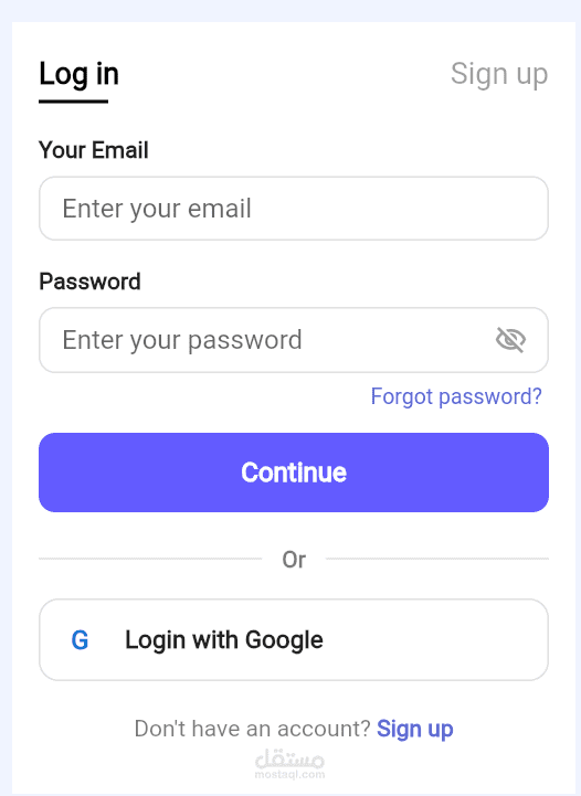 Authentication screens (sign up and log in) with firebase