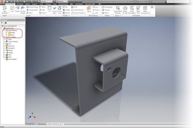 تصميم اجزاء sheet metal باستخدام برنامج Autodesk inventor