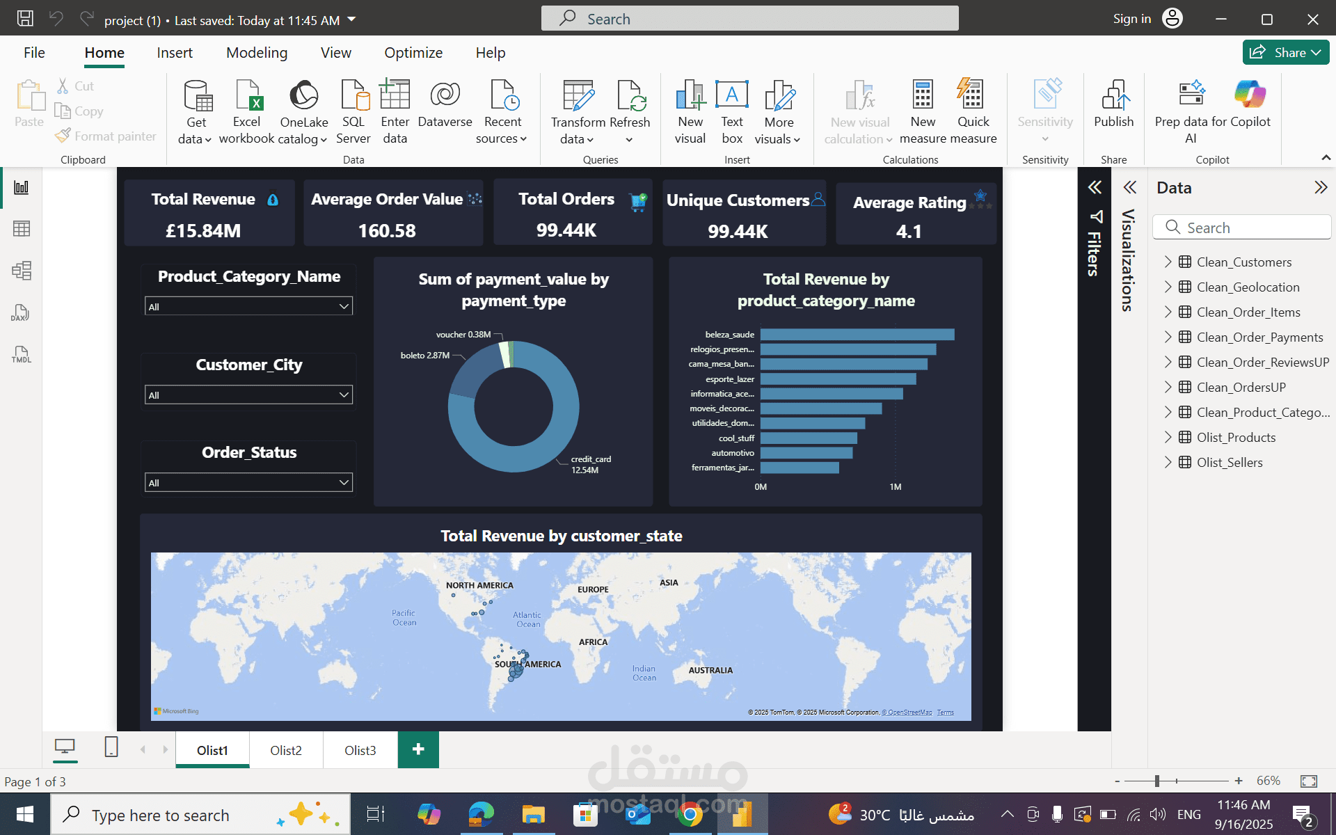 “Olist E-Commerce Analytics Dashboard: A Data-Driven  Business Intelligence Experience
