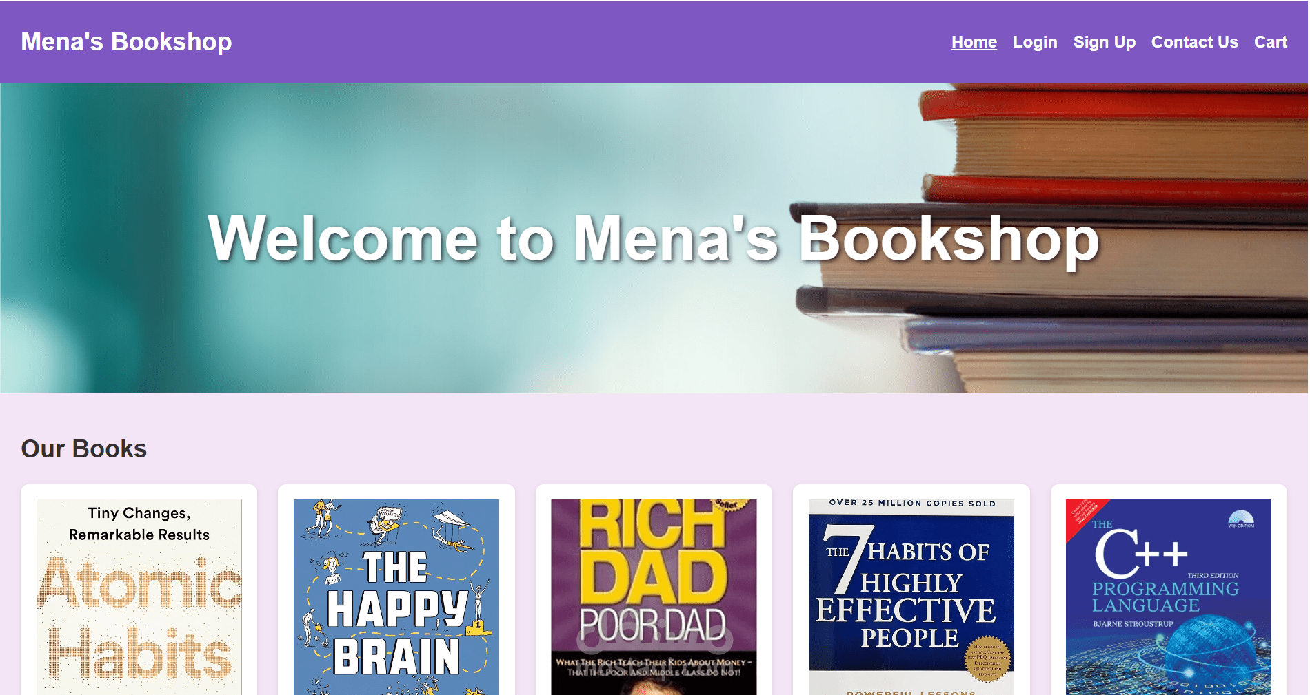 Mena's Bookshop Website