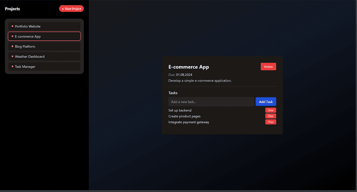 React Project & Task Manager