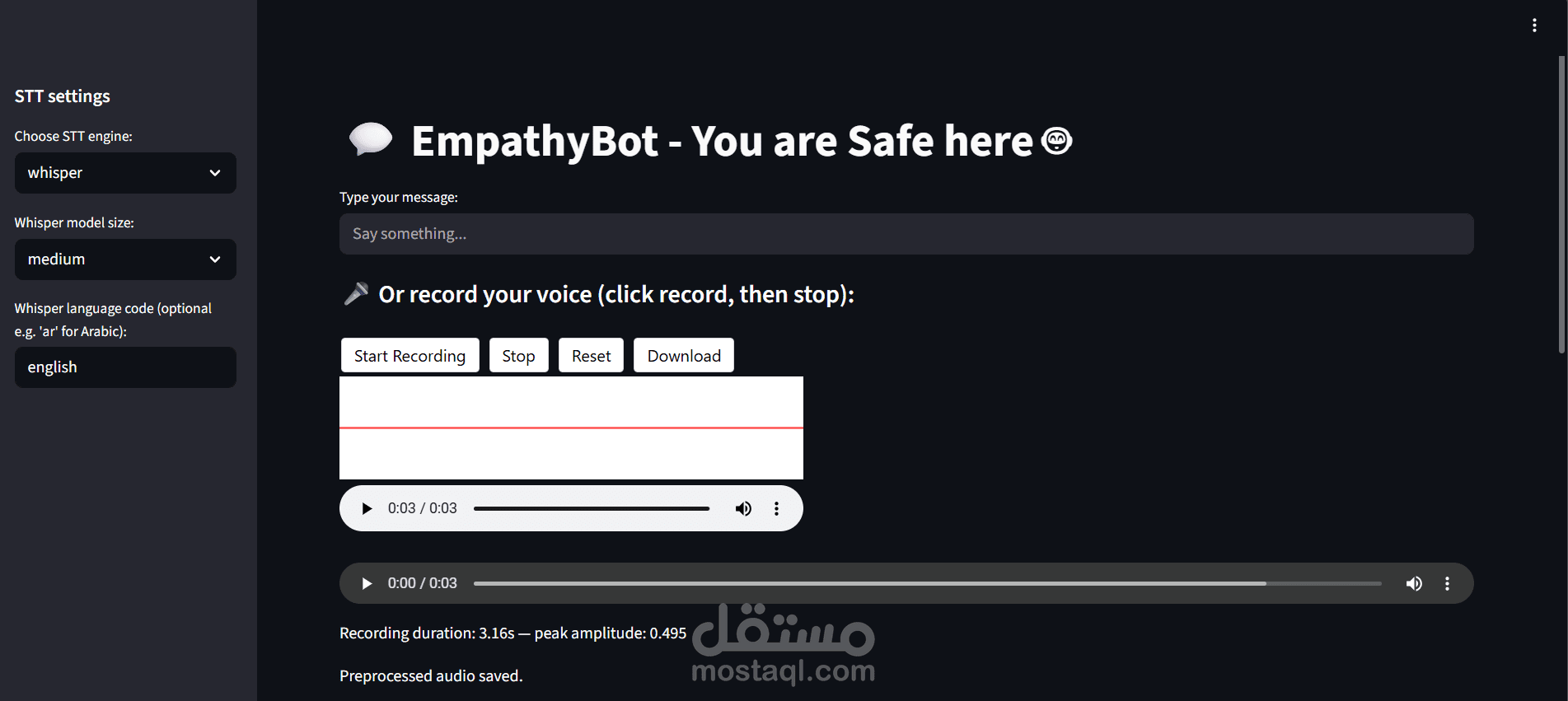 Empathy Chatbot للتفاعل البشري الذكي