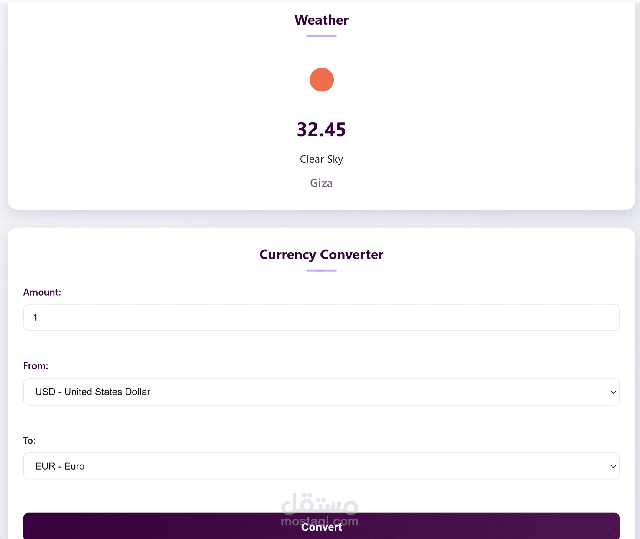 Weather and Currency Converter Web Application