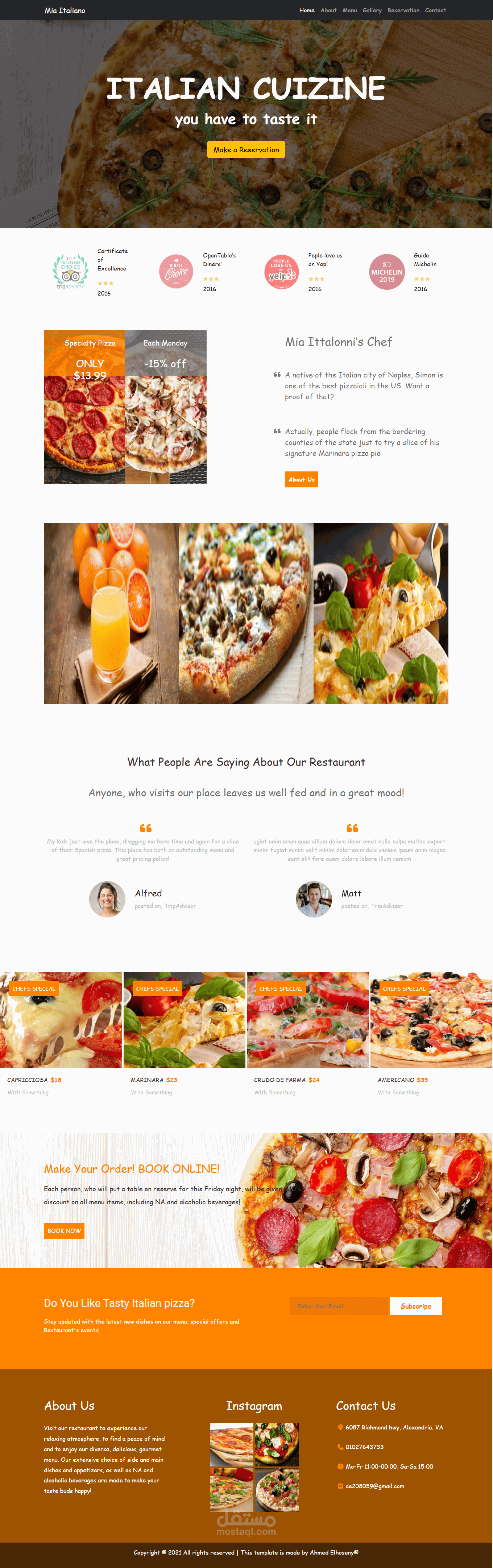 Italian restaurant website