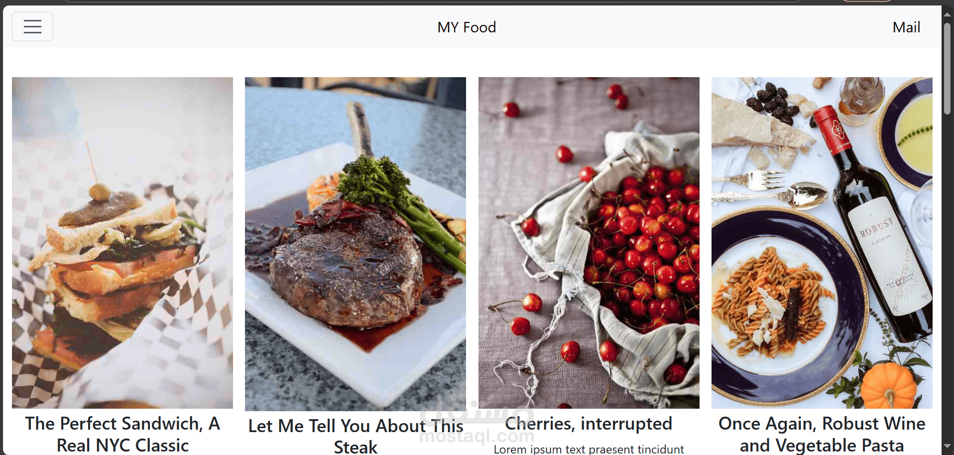 Food Blog Website