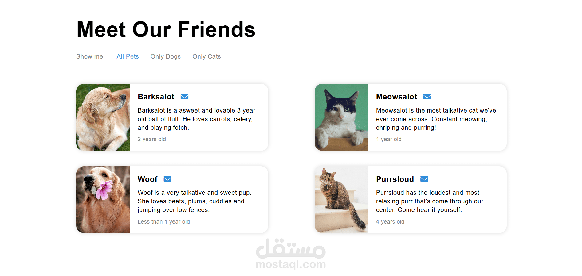 Pets adoption website