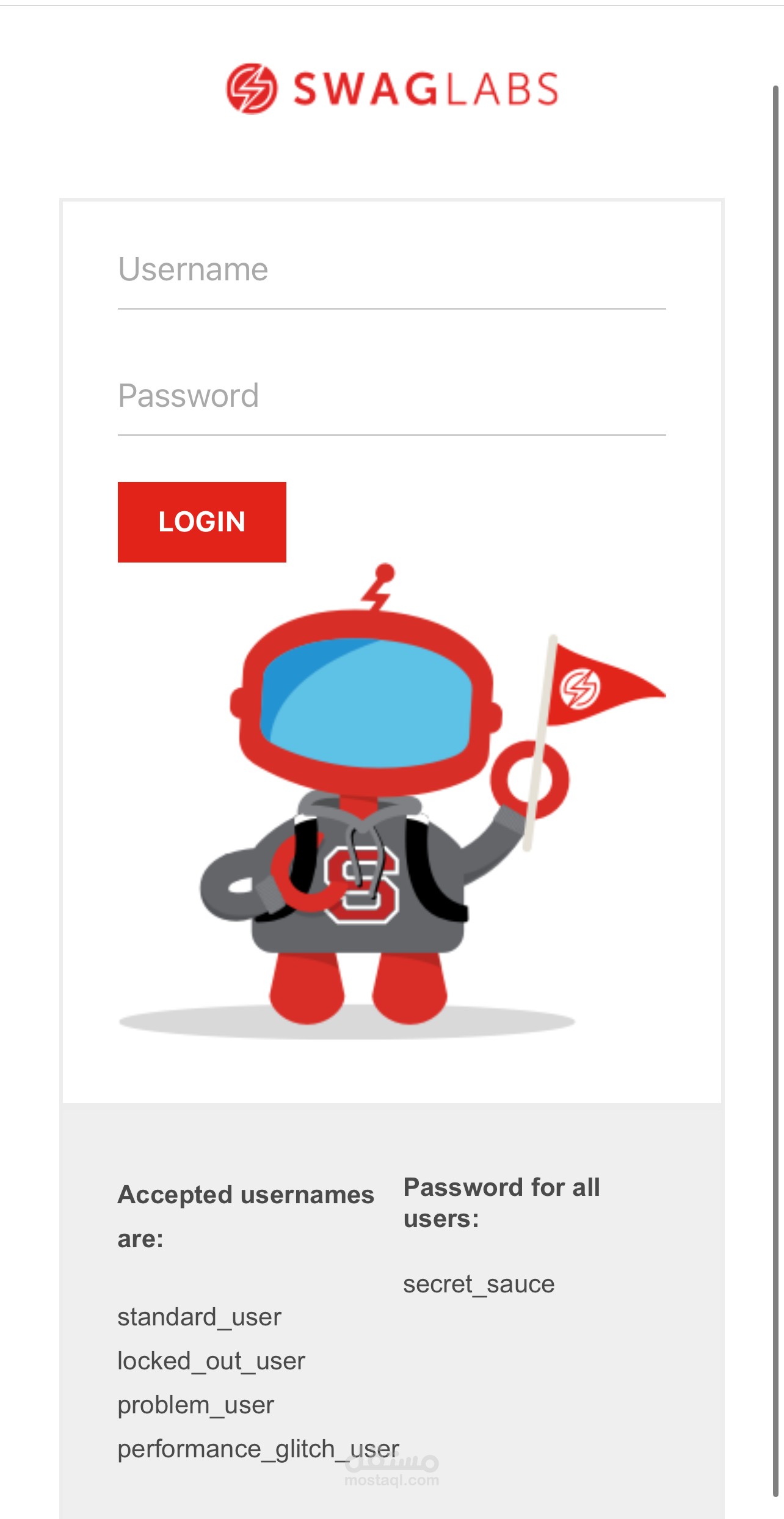 Swag lab web automation testing