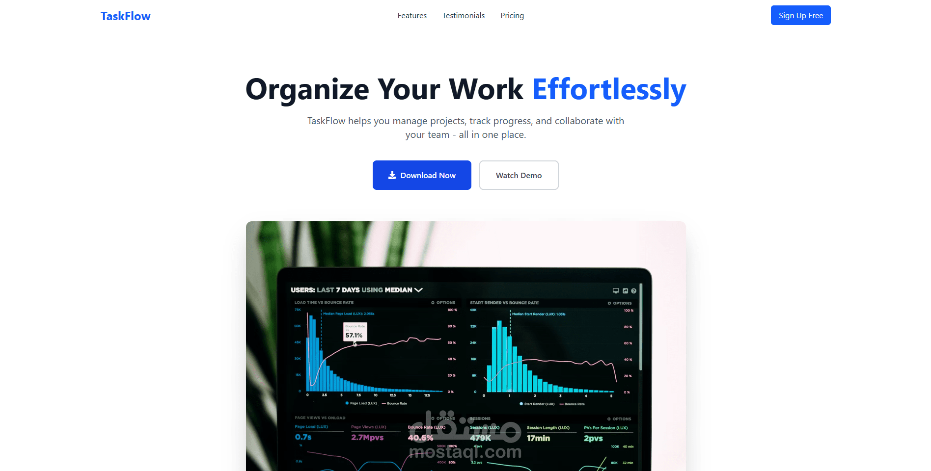 TaskFlow Landing Page