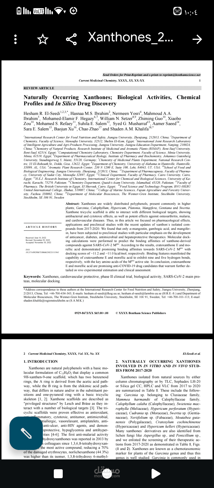 Naturally Occurring Xanthones; Biological Activities, Chemical  Profiles and In Silico Drug Discovery