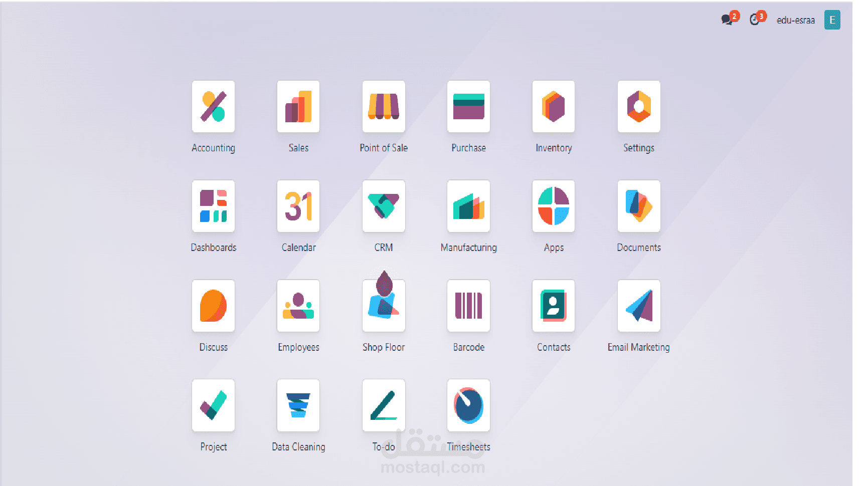 إعداد وتخصيص وحدة محاسبة أو مخازن في نظام Odoo