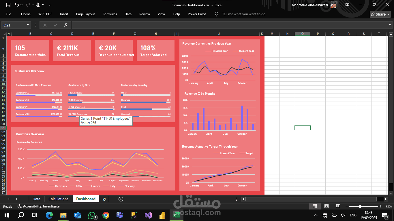 Dashboard باستخدام Excel