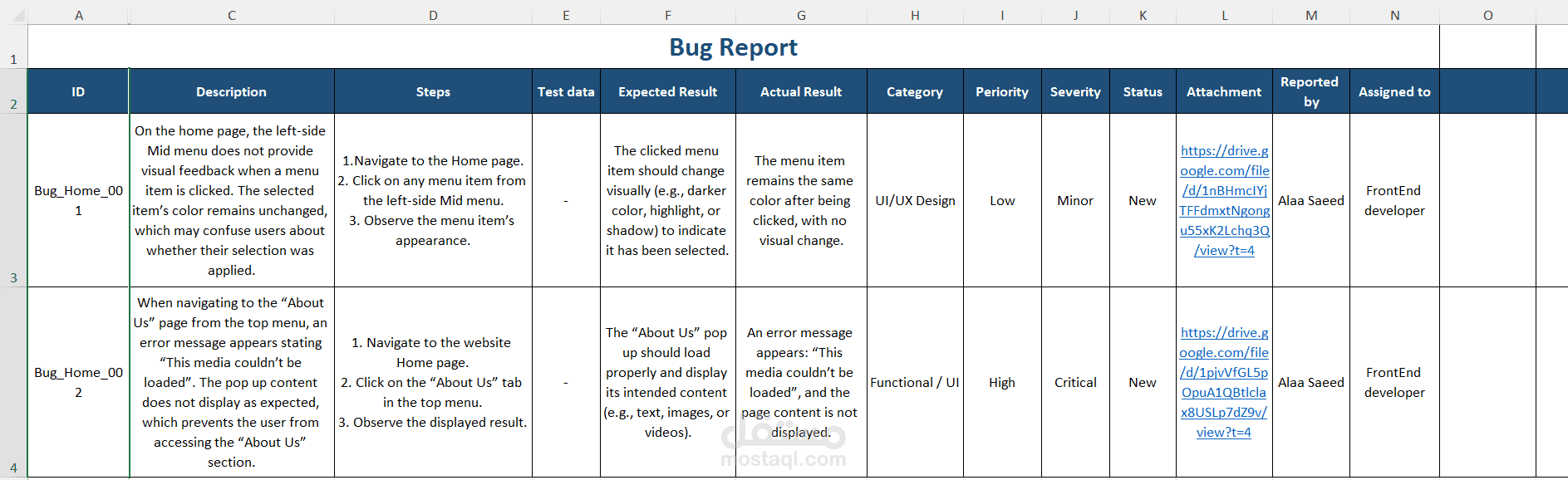 توثيق العيوب وتقرير نتائج الاختبار الوظيفي (Defect Logs & Functional Test Report)