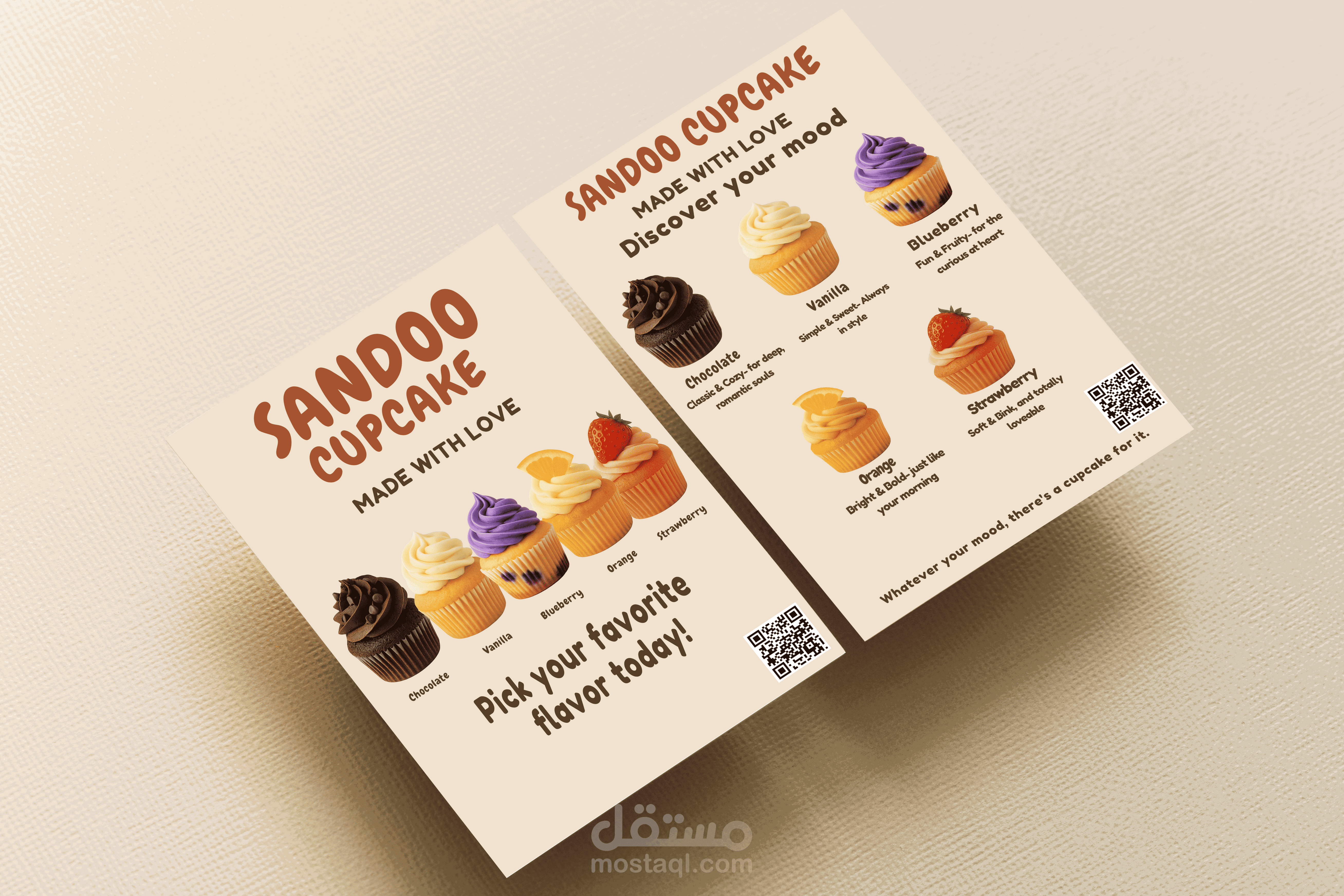 تصميم Flyer دعائي لمشروع SANDOO CUPCAKE