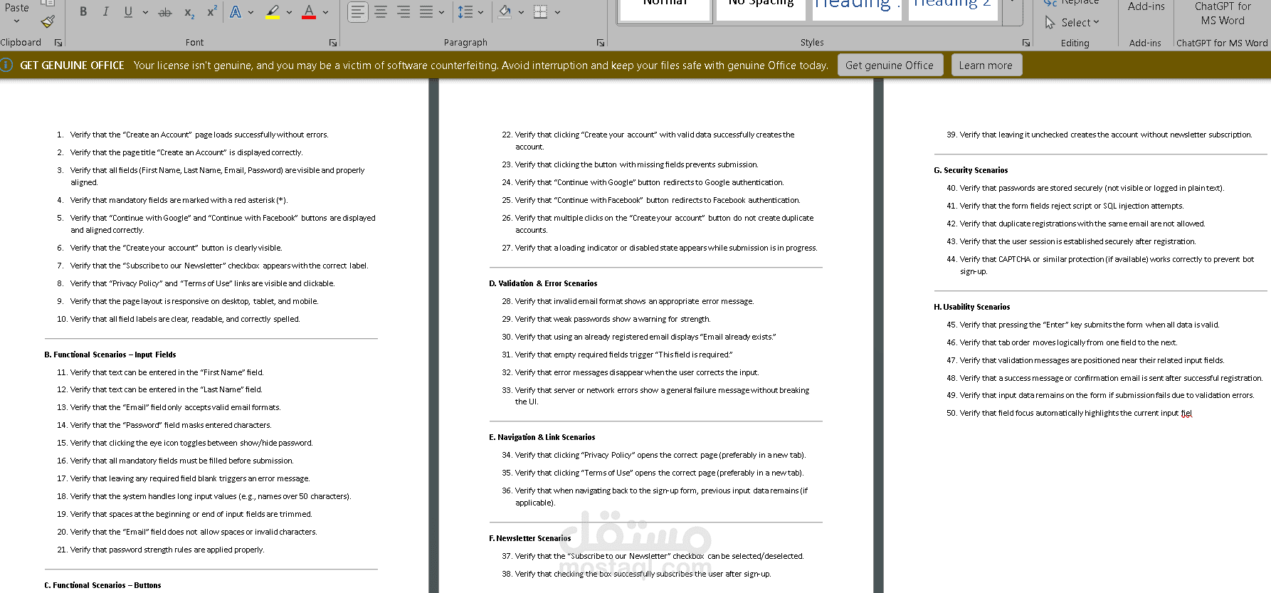 Comprehensive Test Scenarios for Sign-Up Page
