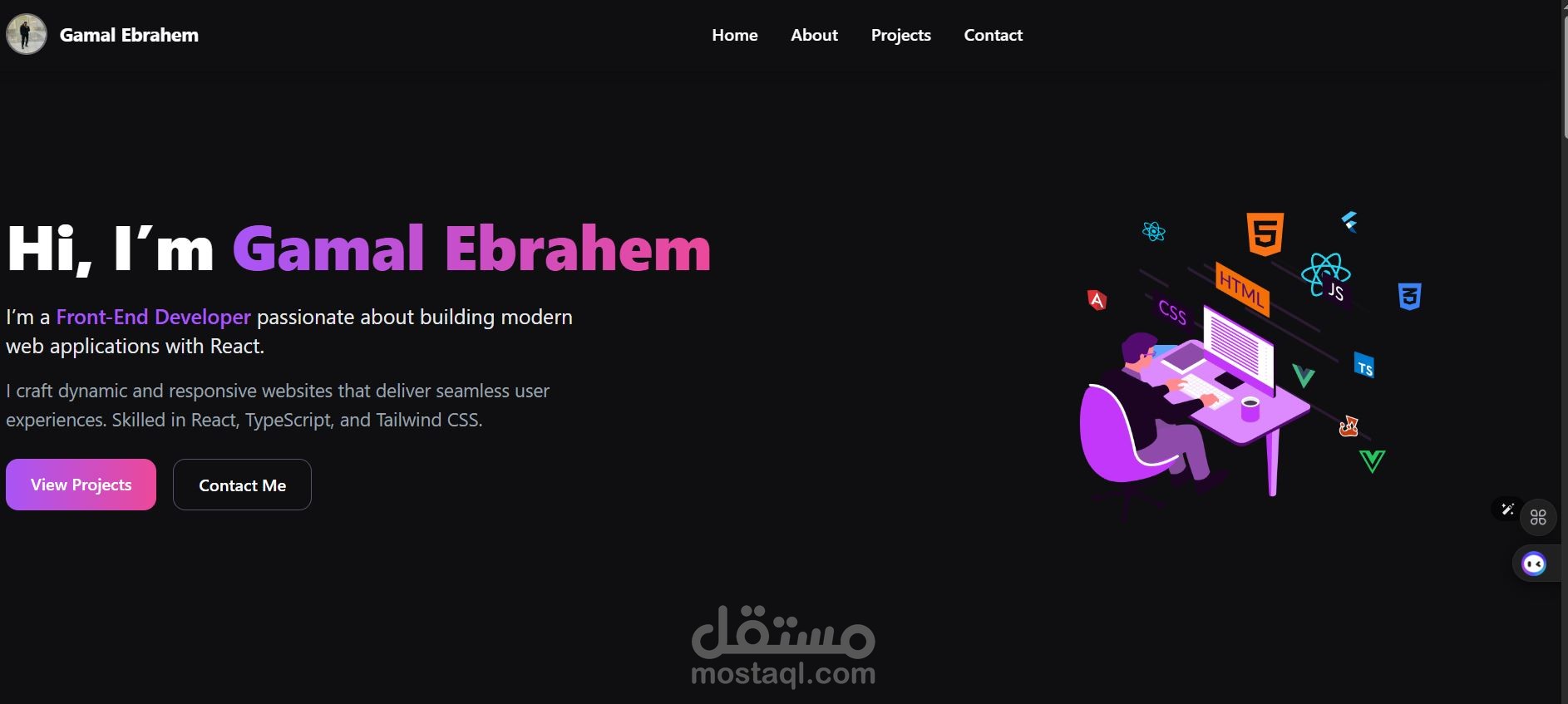 تصميم وتطوير موقع شخصي (Portfolio Website) لعرض الأعمال والمشاريع