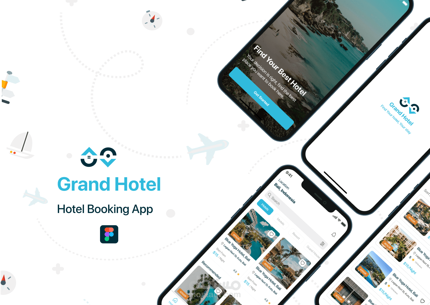 تطبيق Grand Hotel يُمكِّنك تحجز، تعدل، أو تلغي حجز فندق بسهولة كاملة أونلاين ui ux design