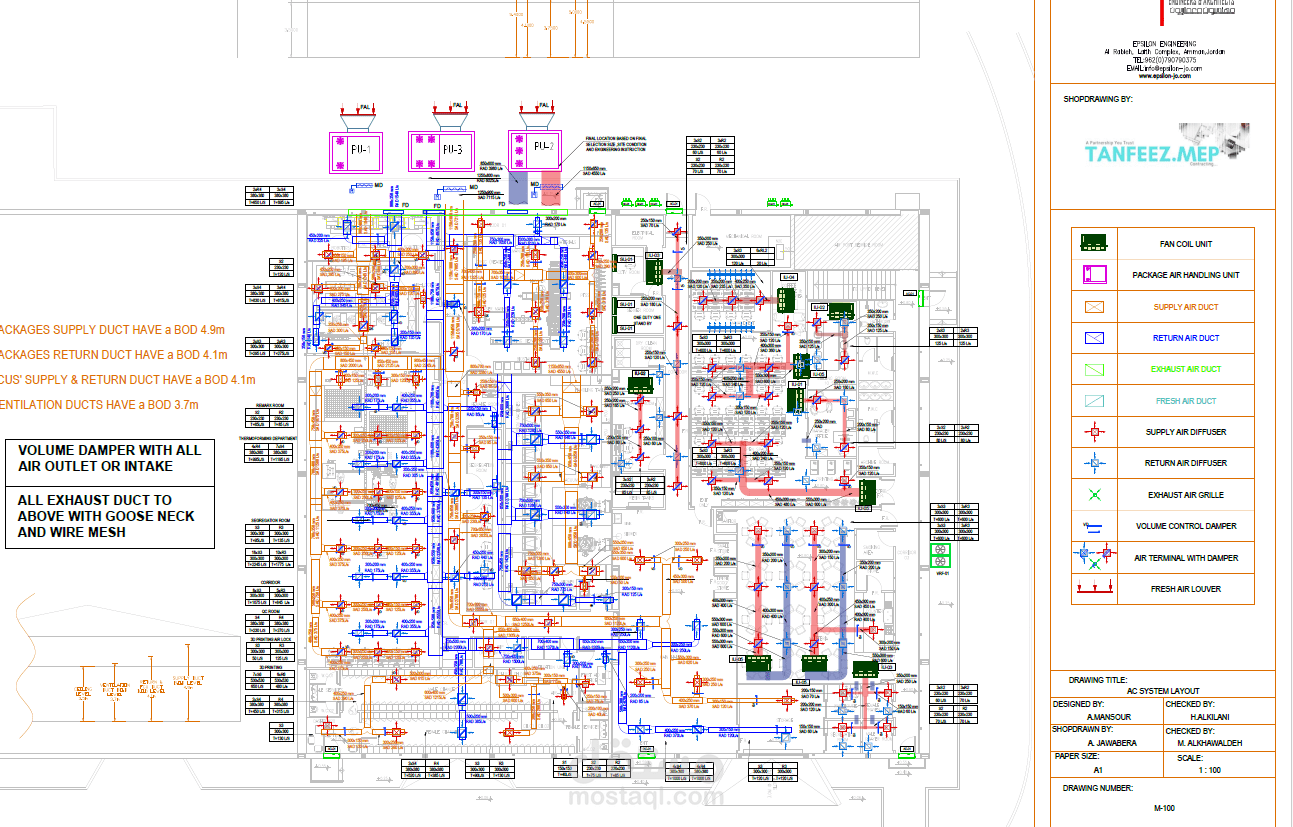 ducting system for dental factory