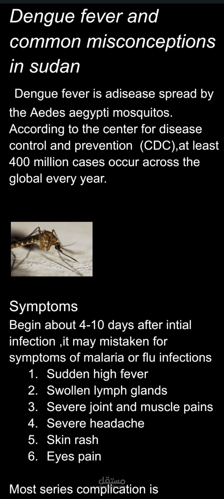 Denuge fever and common misconception in sudan