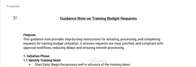 Development of Training Budget Request Guidance Note