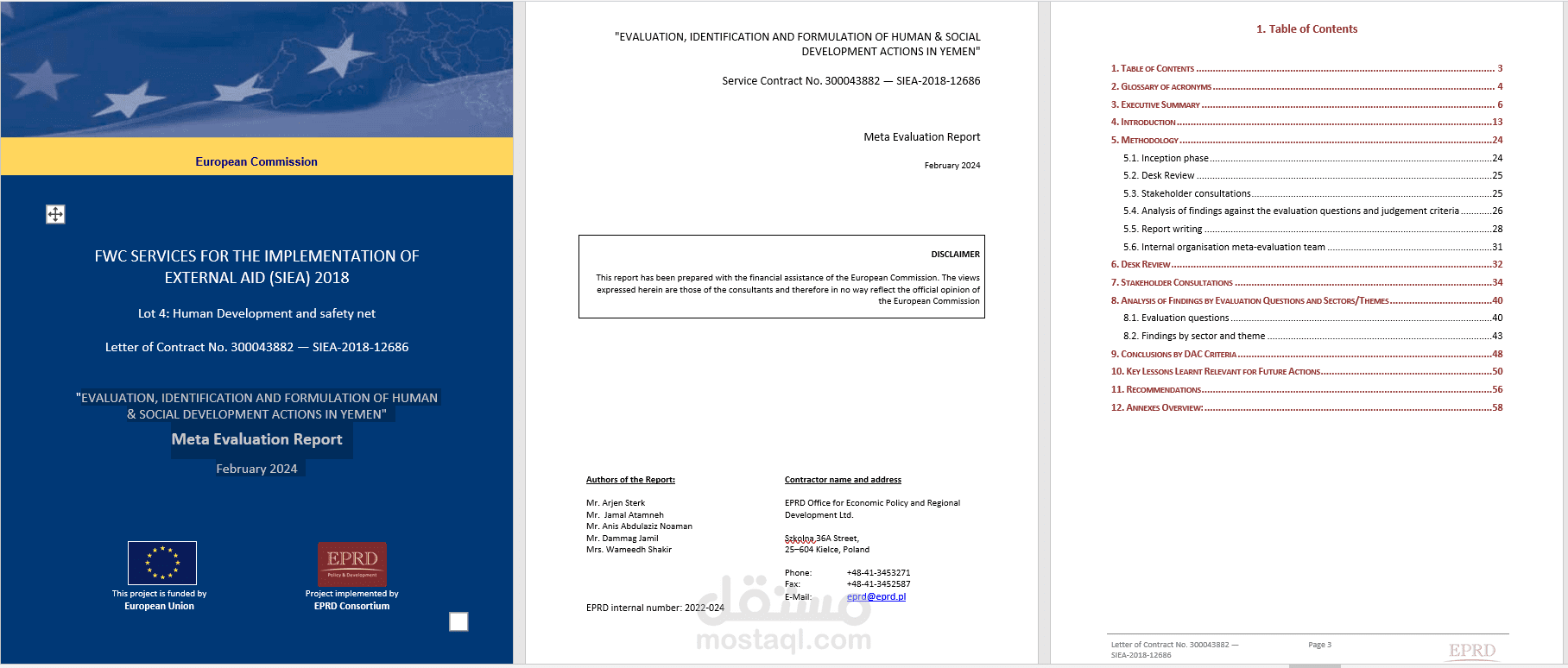 EVALUATION, IDENTIFICATION AND FORMULATION OF HUMAN & SOCIAL DEVELOPMENT ACTIONS IN YEMEN" Meta Evaluation Report February 2024