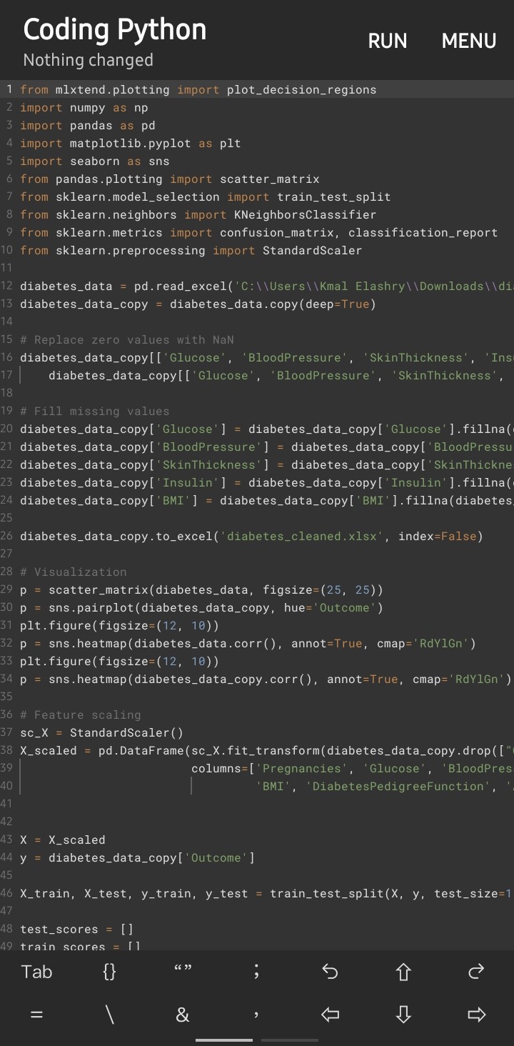 Diabetes ml model