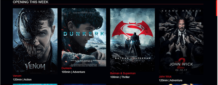 Movie Theater/Streaming Service "Opening This Week" Showcase