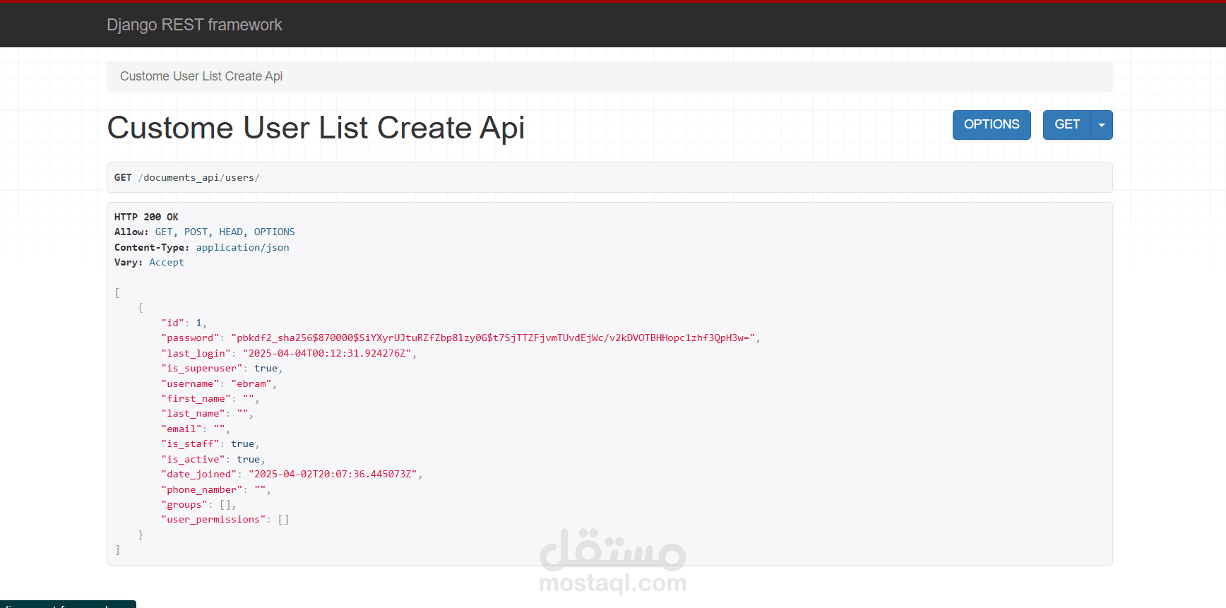 Custom User Management API – Django REST Framework