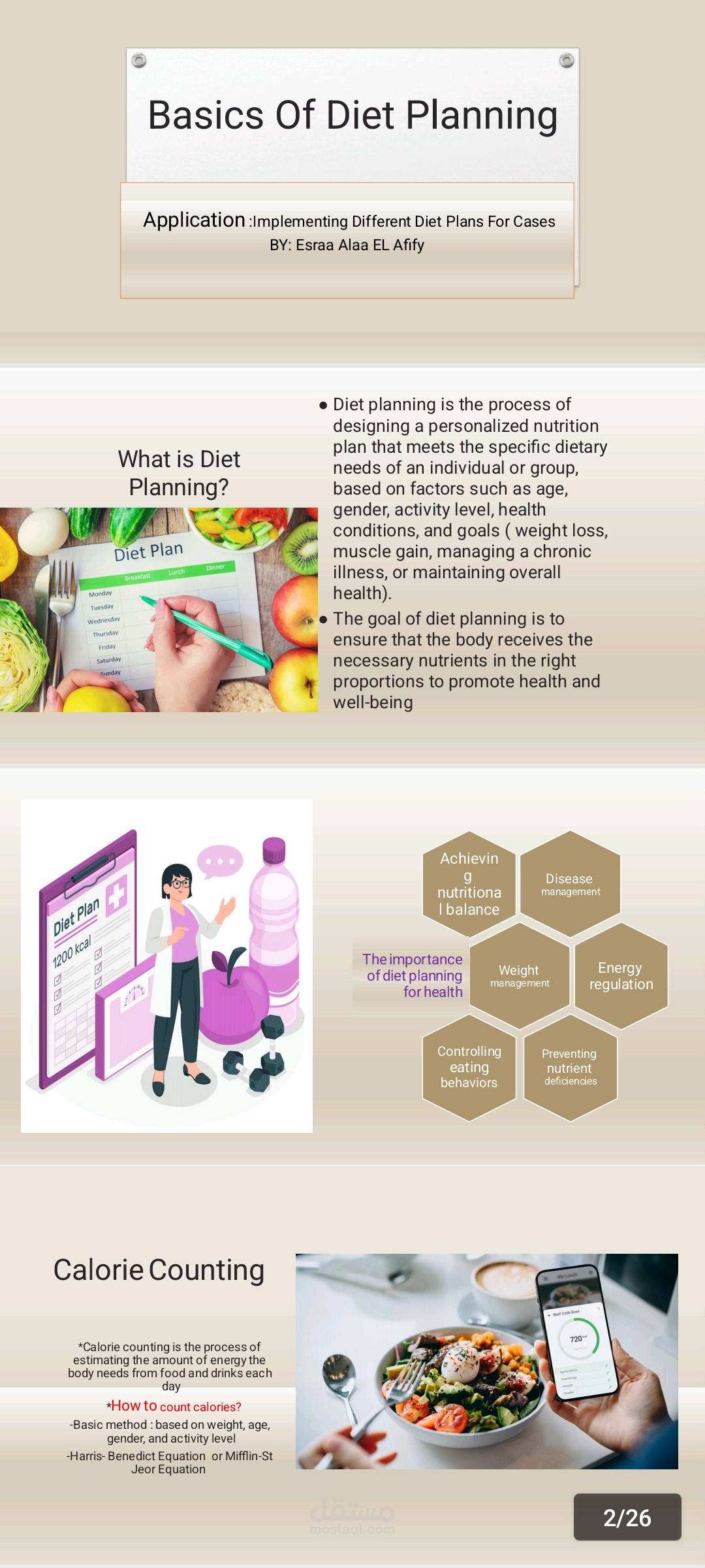 محاضرة بعنوان  basics of diet plans لطلبة التغذية العلاجية