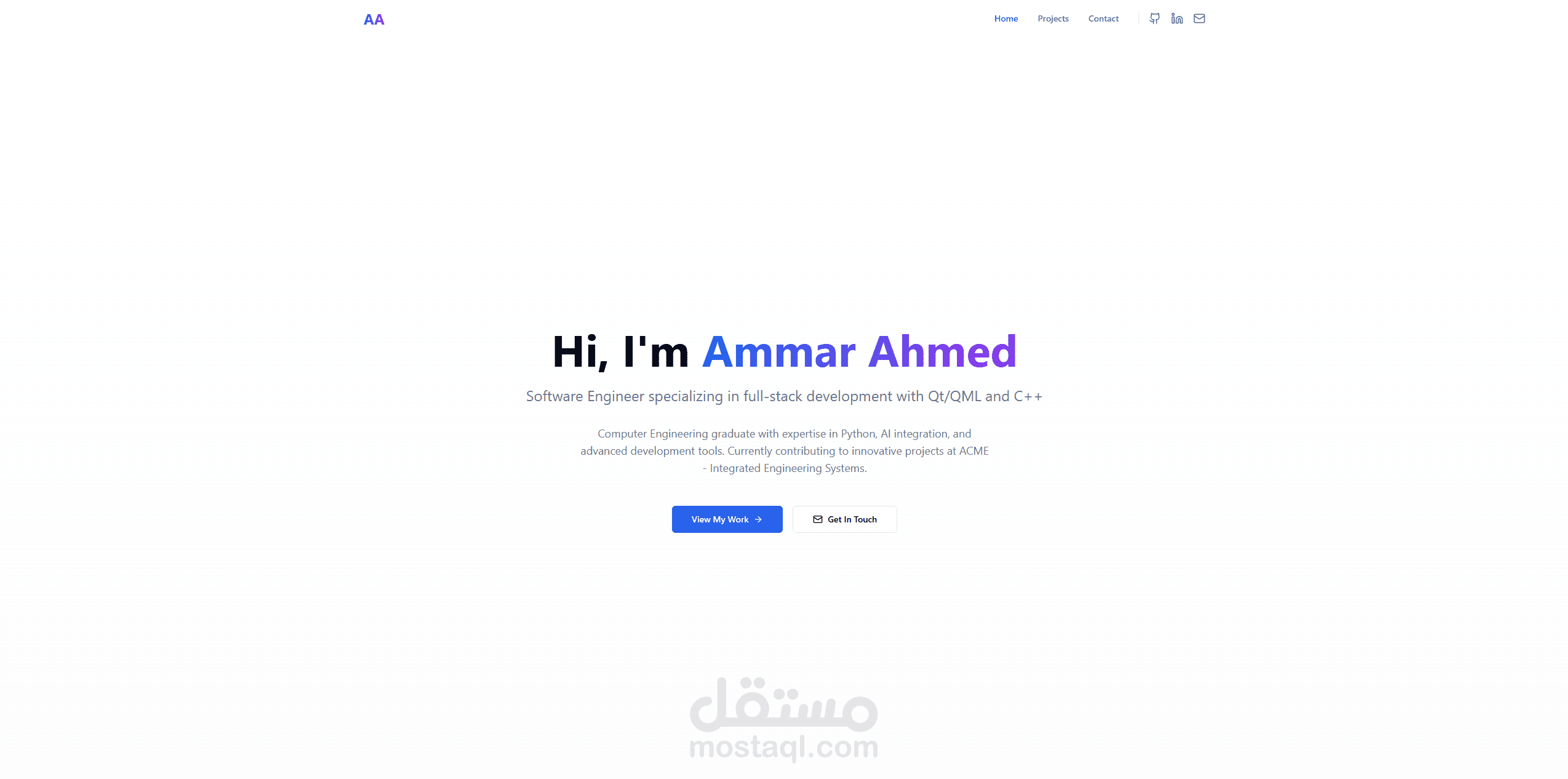 Professional portfolio website showcasing my work as a Software Engineer. Built with modern web technologies including React, Node.js, Express, and MongoDB.