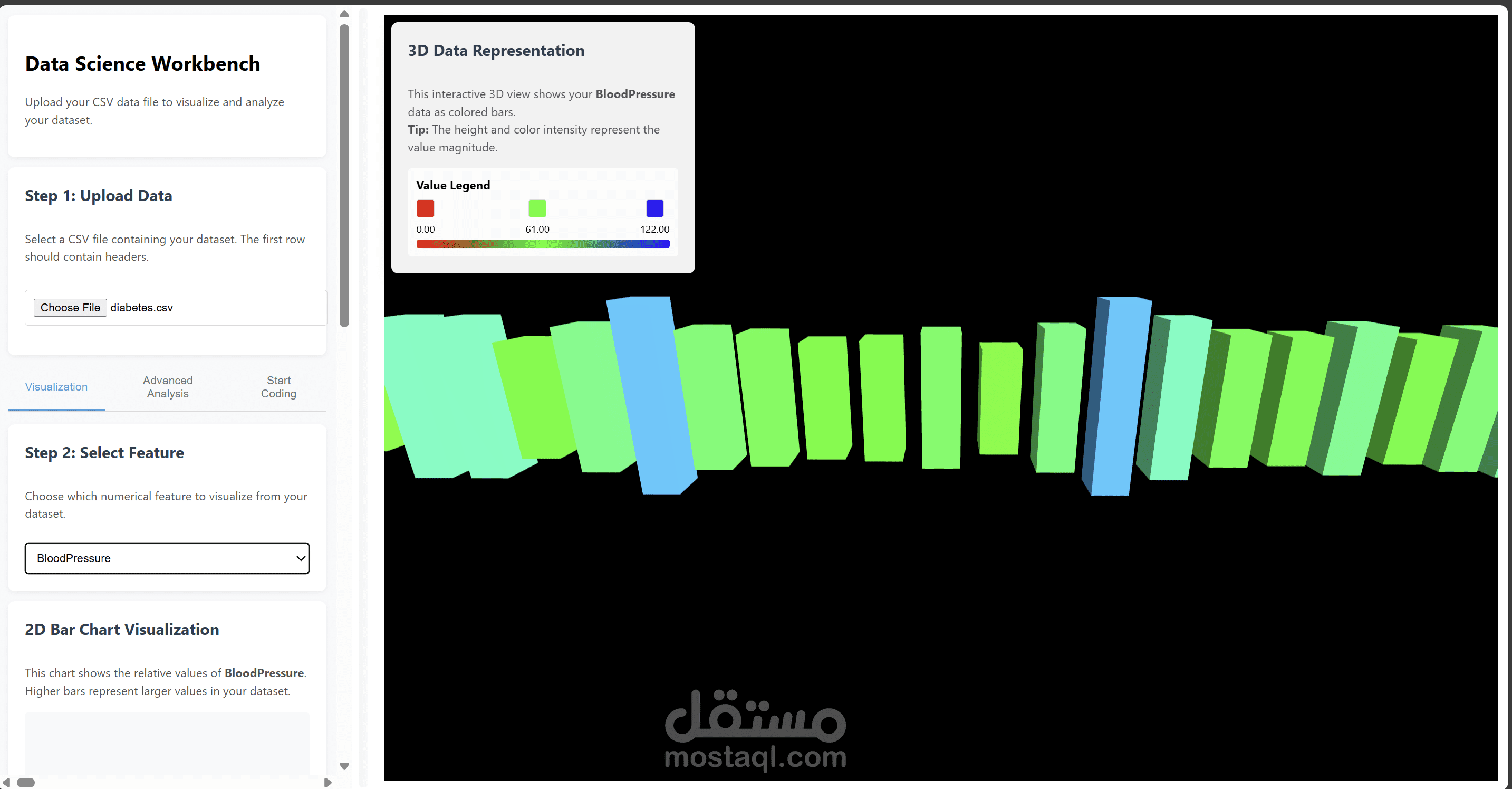 تطبيق تصور البيانات ثلاثي الأبعاد التفاعلي